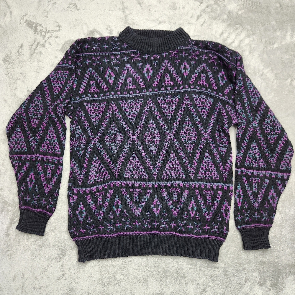 Vintage ALPS Fine Apparel Men’s Large Knit Sweater – Made in USA – Geometric